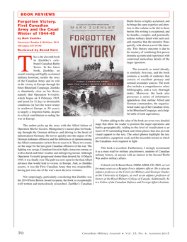 Book Reviews Forgotten Victory. First Canadian Army and the Cruel