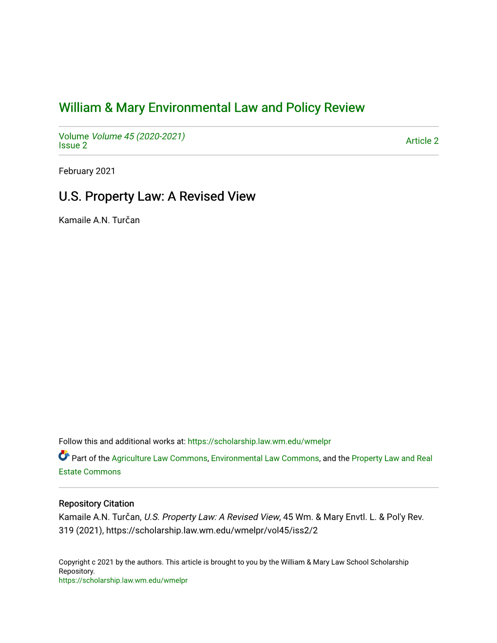 U.S. Property Law: a Revised View