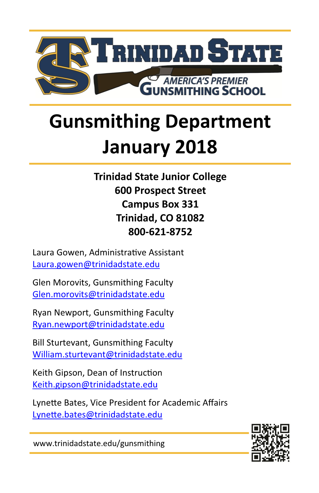 Gunsmithing Department Booklet