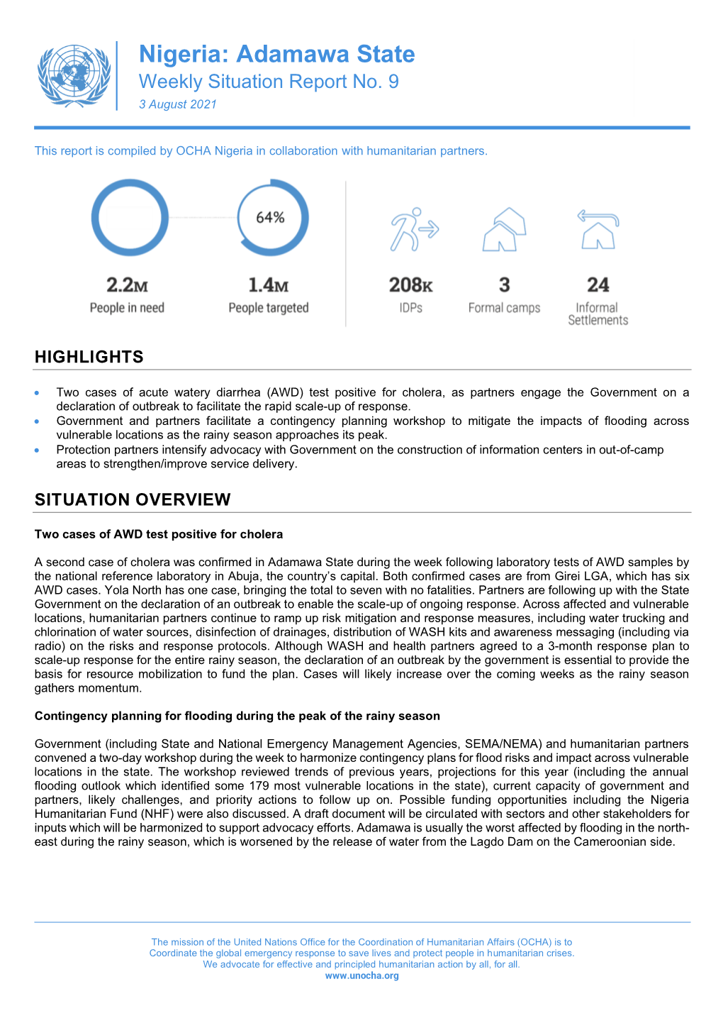 Nigeria: Adamawa State Weekly Situation Report No