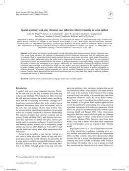 Spatial Proximity and Prey Vibratory Cues Influence Collective Hunting in Social Spiders Colin M