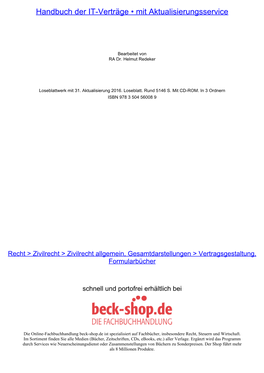Handbuch Der IT-Verträge " Mit Aktualisierungsservice