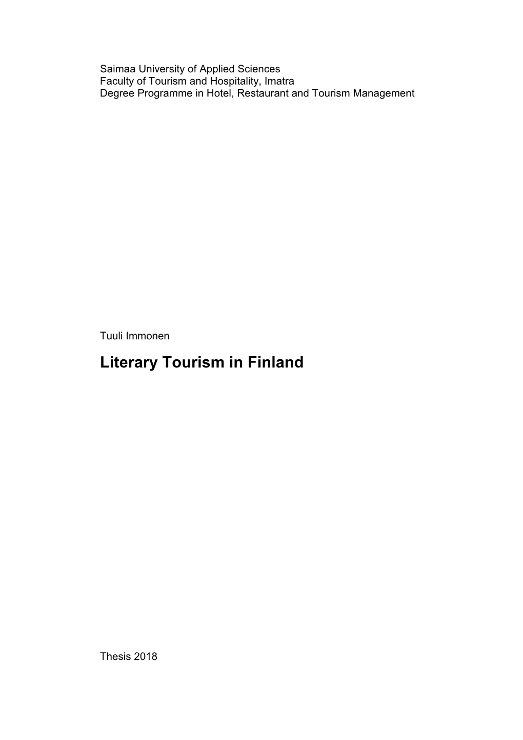 Literary Tourism in Finland