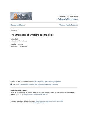The Emergence of Emerging Technologies