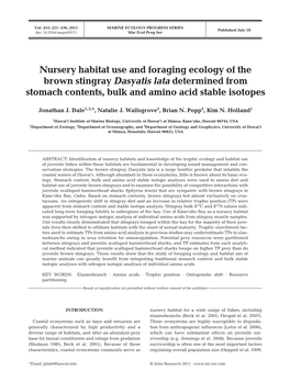 Nursery Habitat Use and Foraging Ecology of the Brown Stingray Dasyatis Lata Determined from Stomach Contents, Bulk and Amino Acid Stable Isotopes