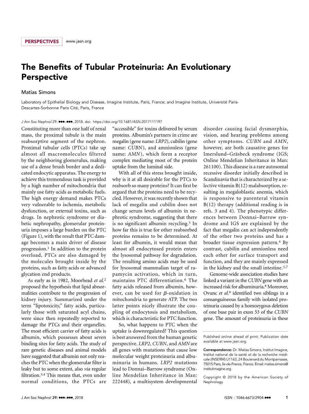 The Benefits of Tubular Proteinuria: an Evolutionary Perspective