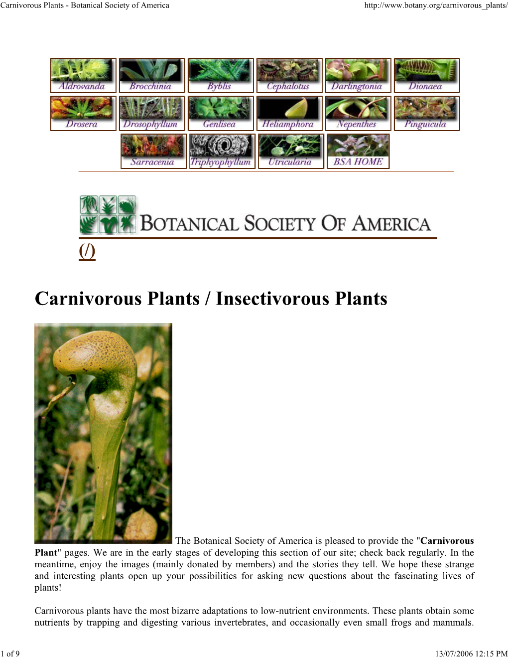 Carnivorous Plants - Botanical Society of America