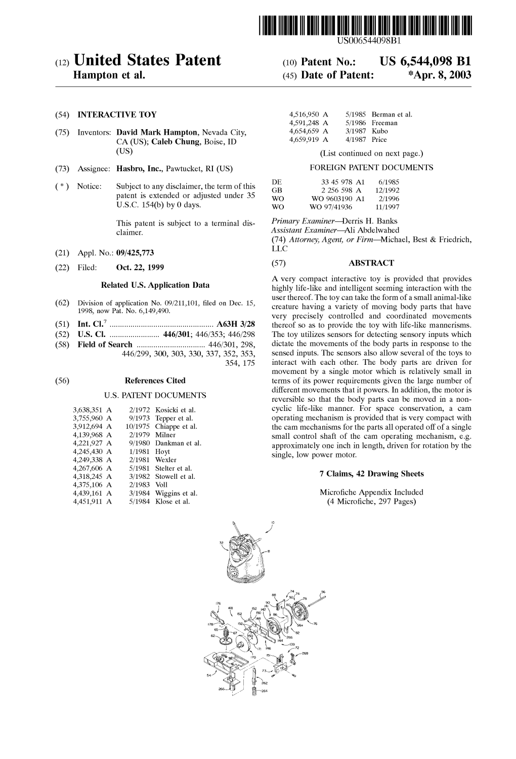 (12) United States Patent (10) Patent No.: US 6,544,098 B1 Hampton Et Al