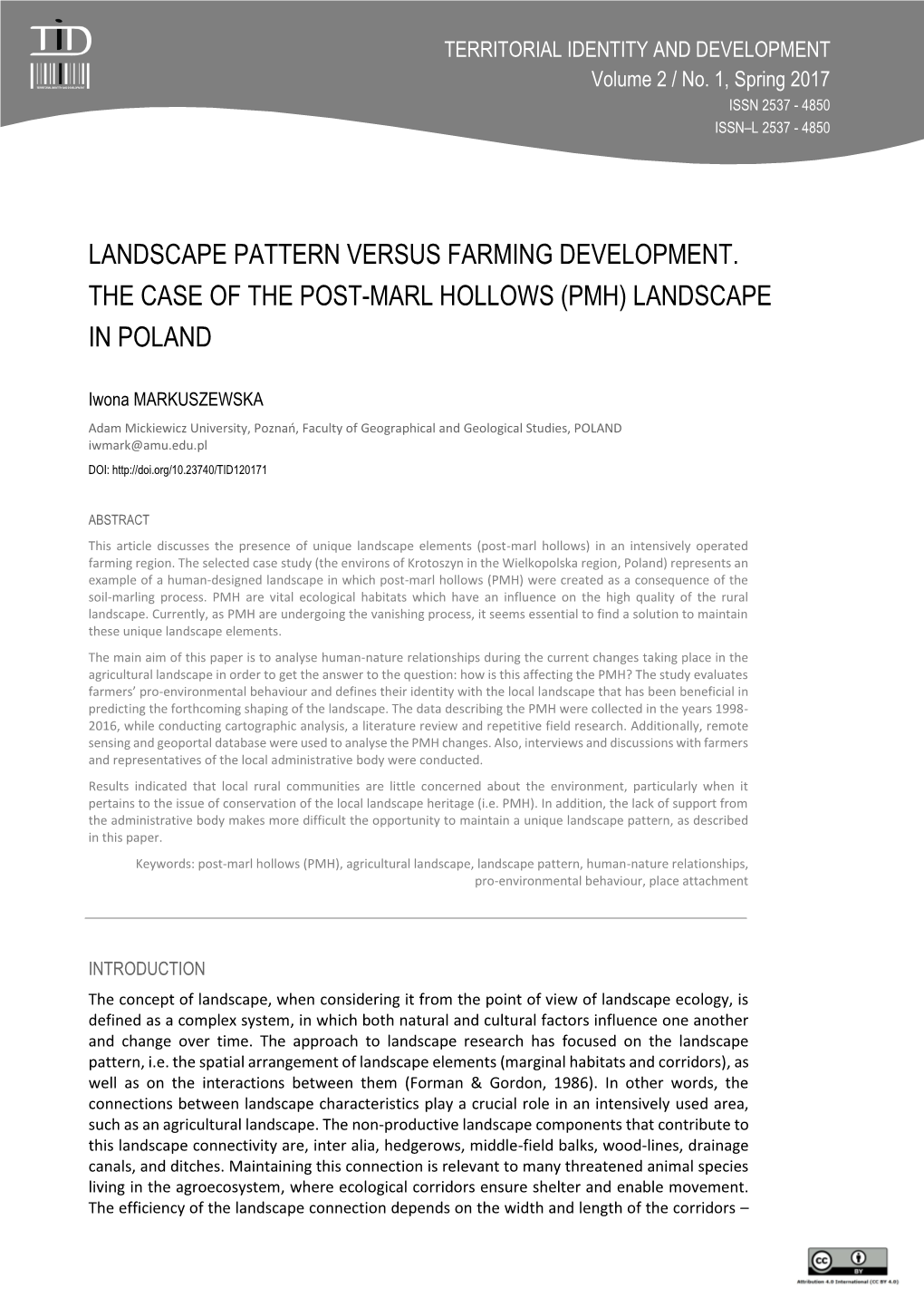 Landscape Pattern Versus Farming Development