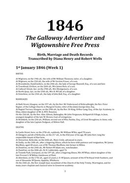 1846 the Galloway Advertiser and Wigtownshire Free Press