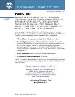 Pakistan: Second, Third, Fourth, and Fifth Reviews Under the Extended Arrangement Under the Extended Fund Facility and Request F