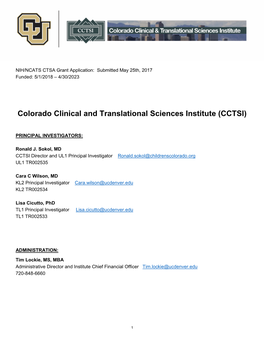 Colorado Clinical and Translational Sciences Institute (CCTSI)