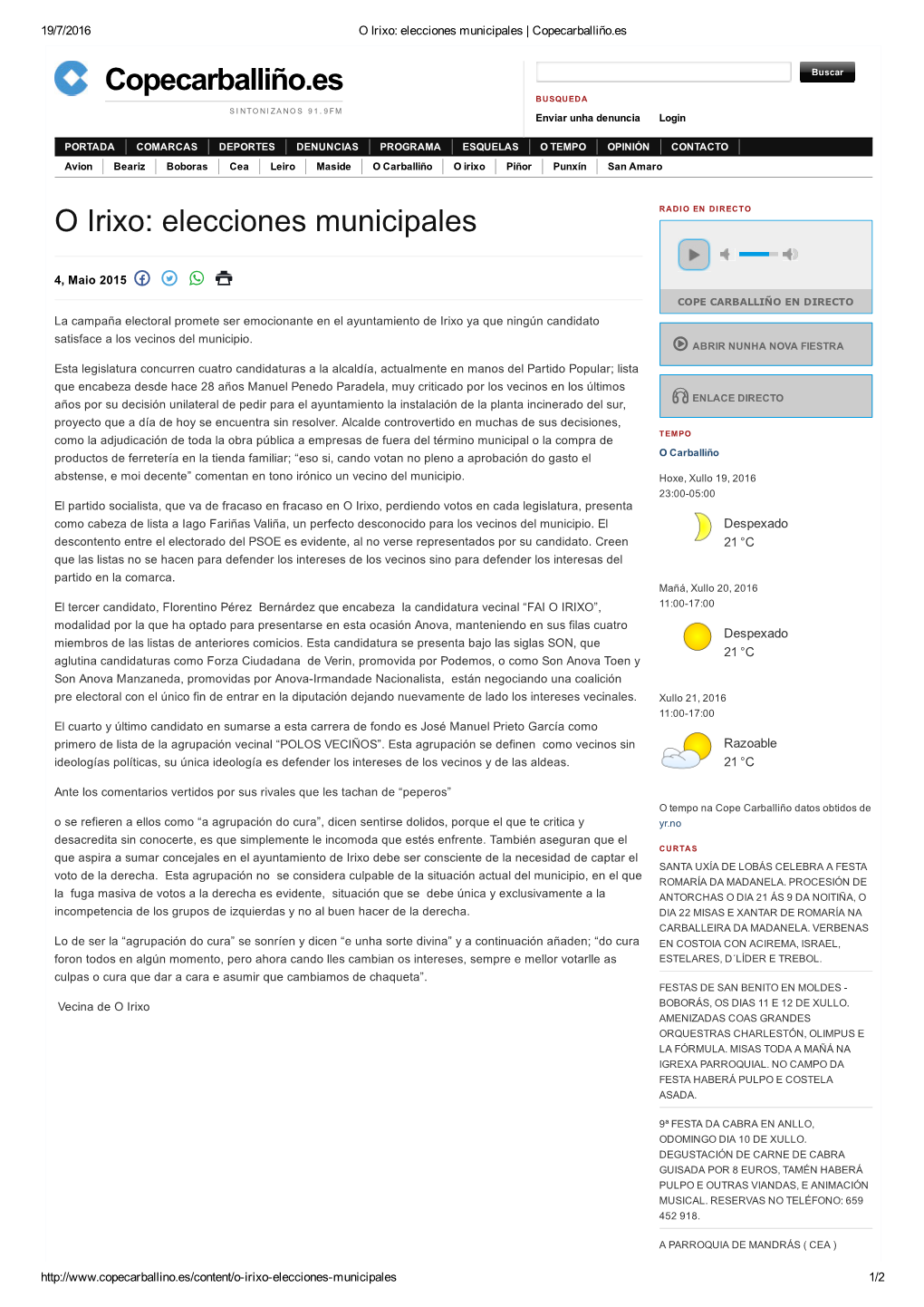 Elecciones Municipales | Copecarballiño.Es