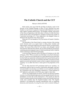 The Catholic Church and the CCF