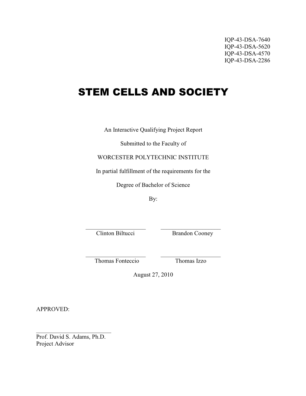 Stem Cells and Society