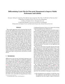 Differentiating Cache Files for Fine-Grain Management to Improve Mobile Performance and Lifetime