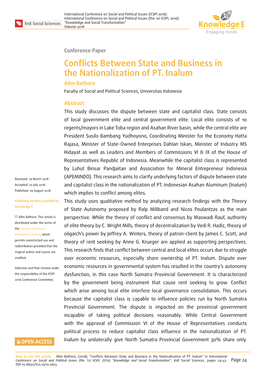 Conflicts Between State and Business in the Nationalization of PT. Inalum
