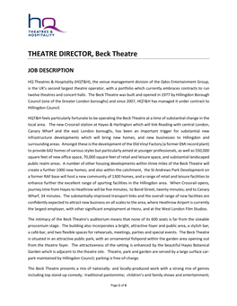 THEATRE DIRECTOR, Beck Theatre