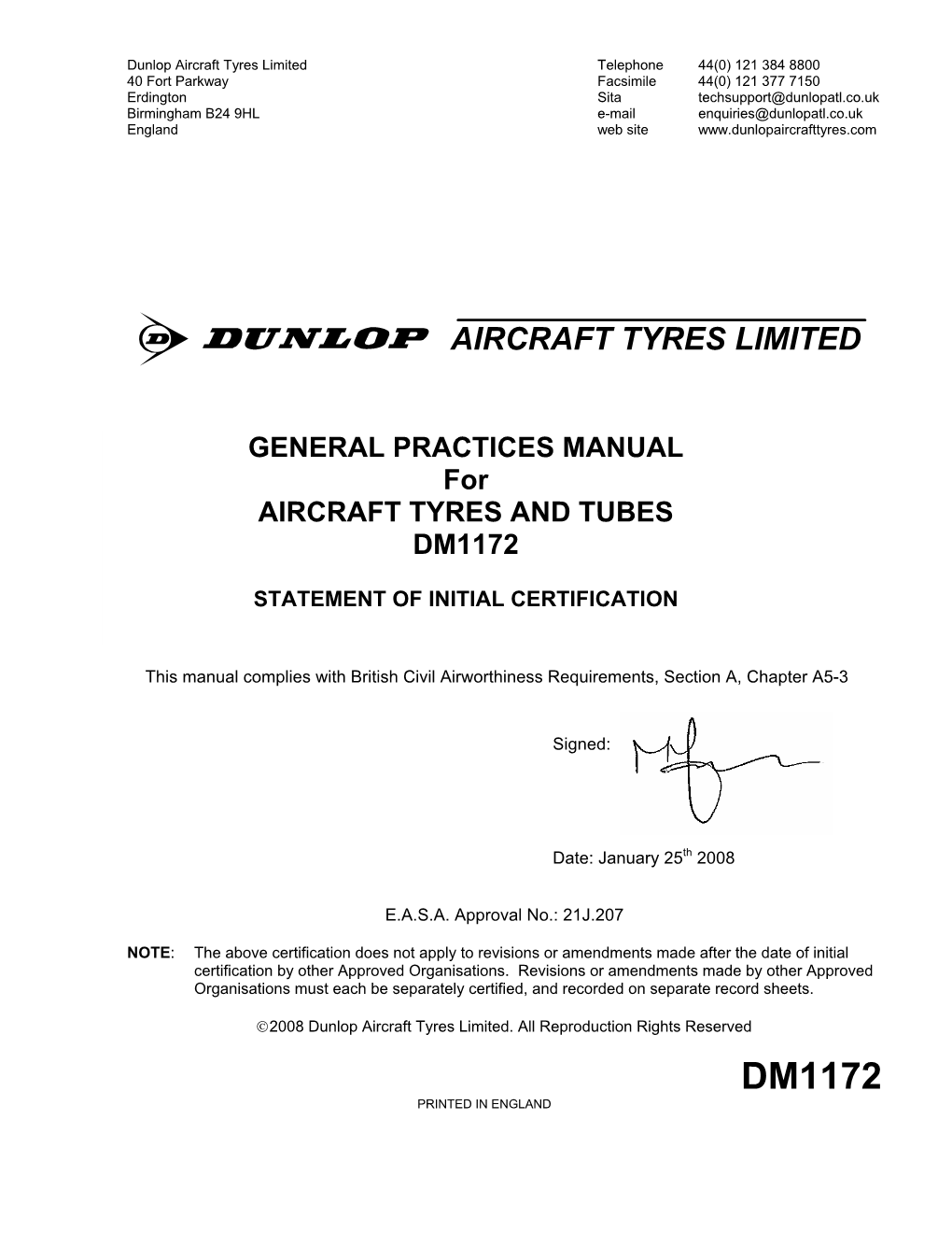 Dunlop Limits Aircraft Tyres Limited