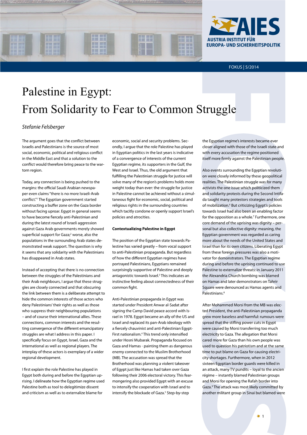 Palestine in Egypt: from Solidarity to Fear to Common Struggle