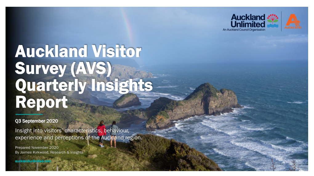 Auckland Visitor Survey (Avs) Insights Report