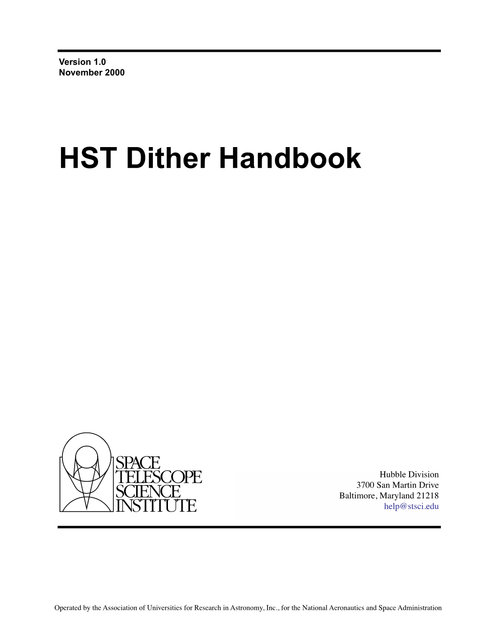 HST Dither Handbook V1.0
