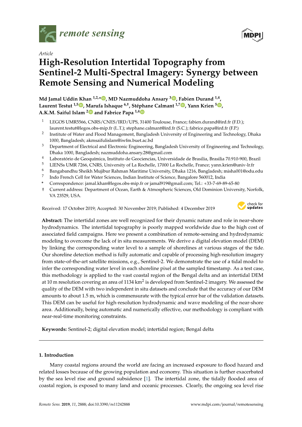 High-Resolution Intertidal Topography from Sentinel-2 Multi-Spectral Imagery: Synergy Between Remote Sensing and Numerical Modeling