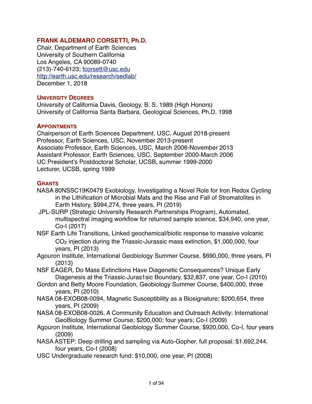 View Corsetti's CV