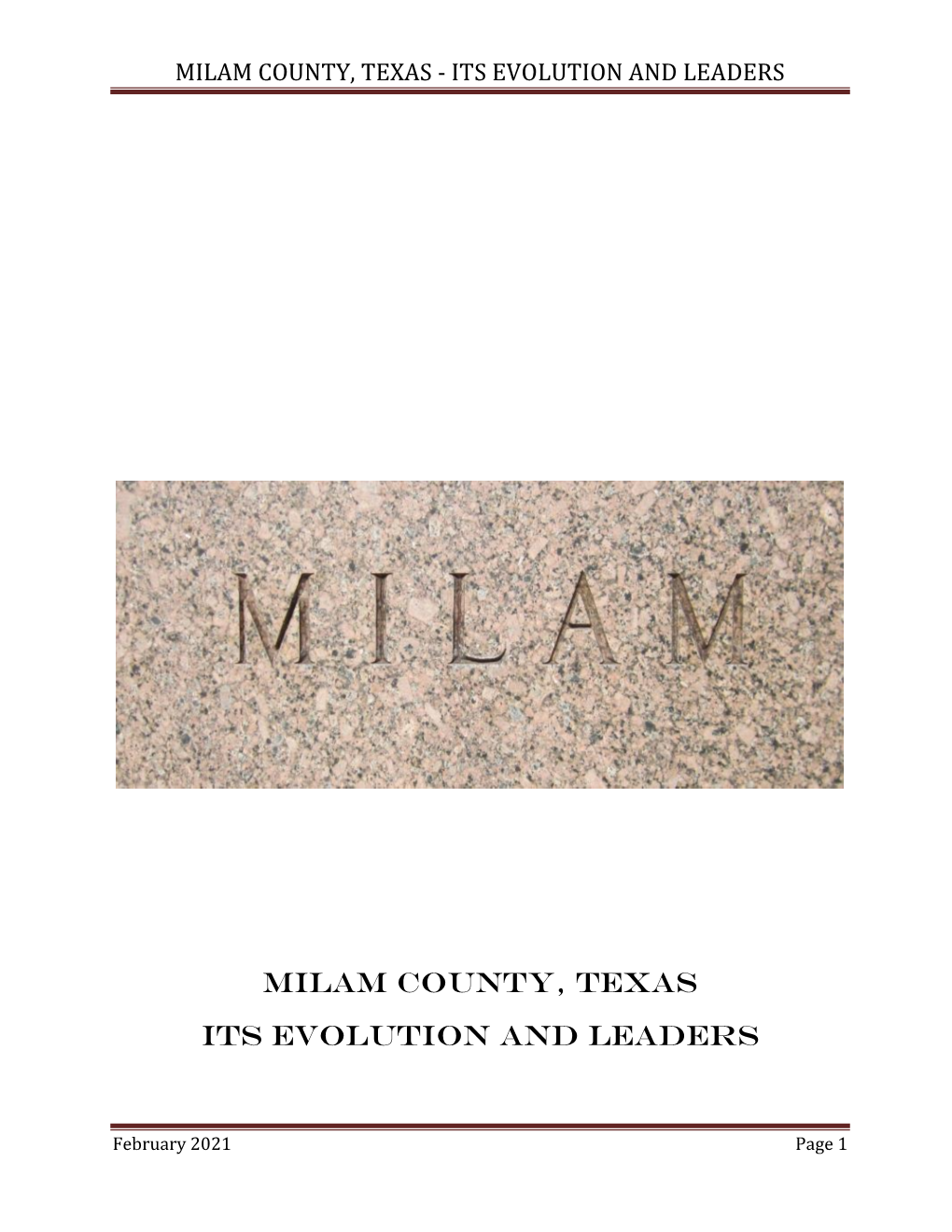 Milam County, Texas - Its Evolution and Leaders