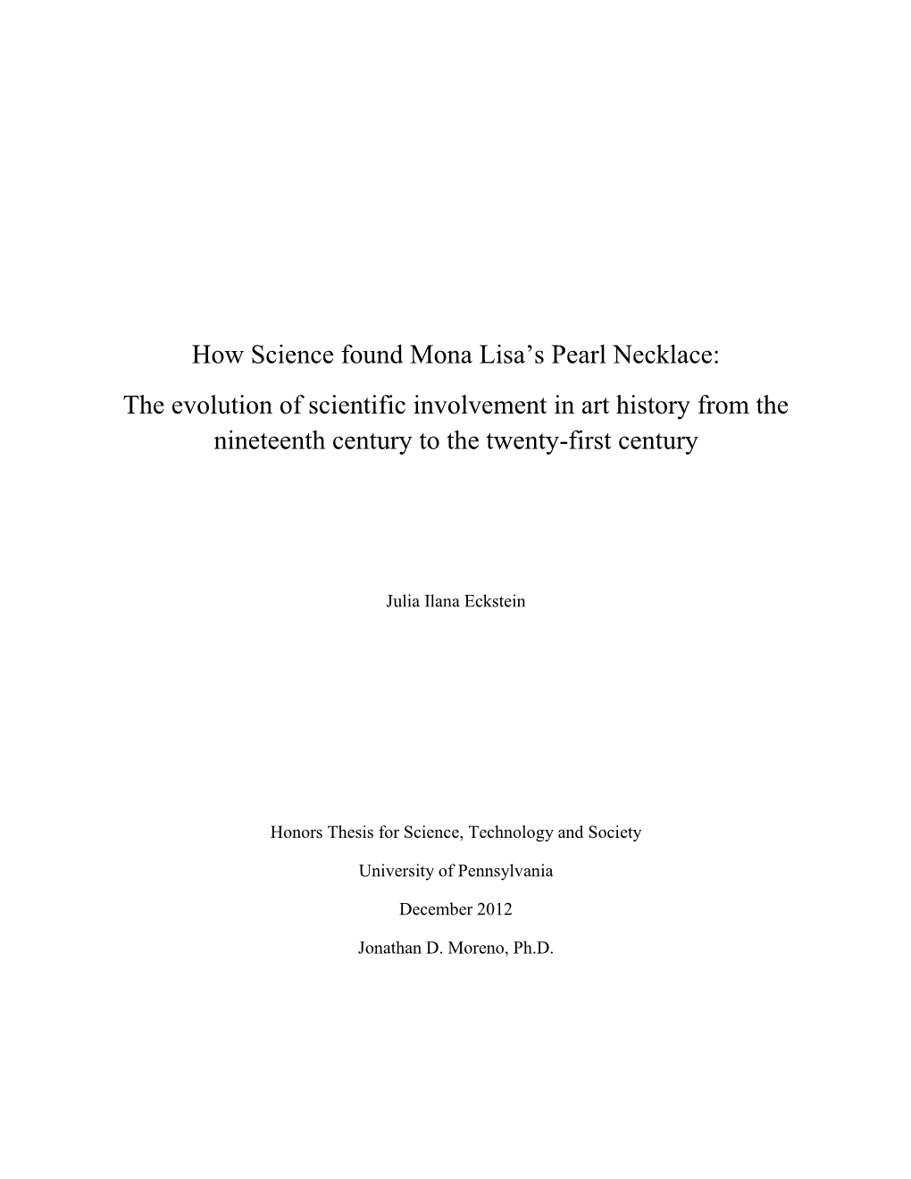 How Science Found Mona Lisa's Pearl Necklace: the Evolution of Scientific Involvement in Art History from the Nineteenth Centu