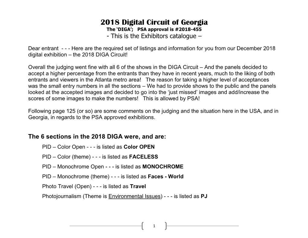 2018 DIGA Catalog