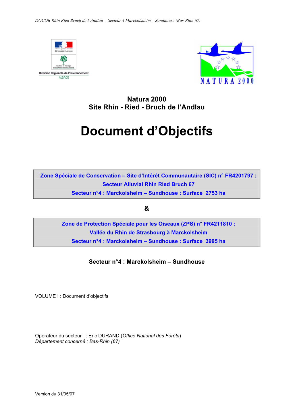 Document D'objectifs Arrêté Pour Un Site Natura 2000 Est Tenu À La Disposition Du Public Dans Les Mairies Des Communes Concernées Par Le Site