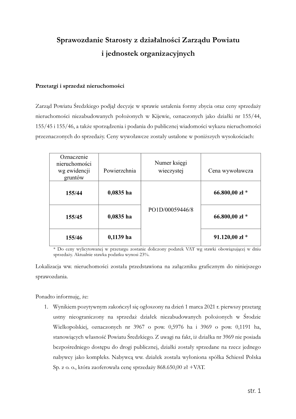 Sprawozdanie Starosty Z Działalności Zarządu Powiatu I Jednostek Organizacyjnych