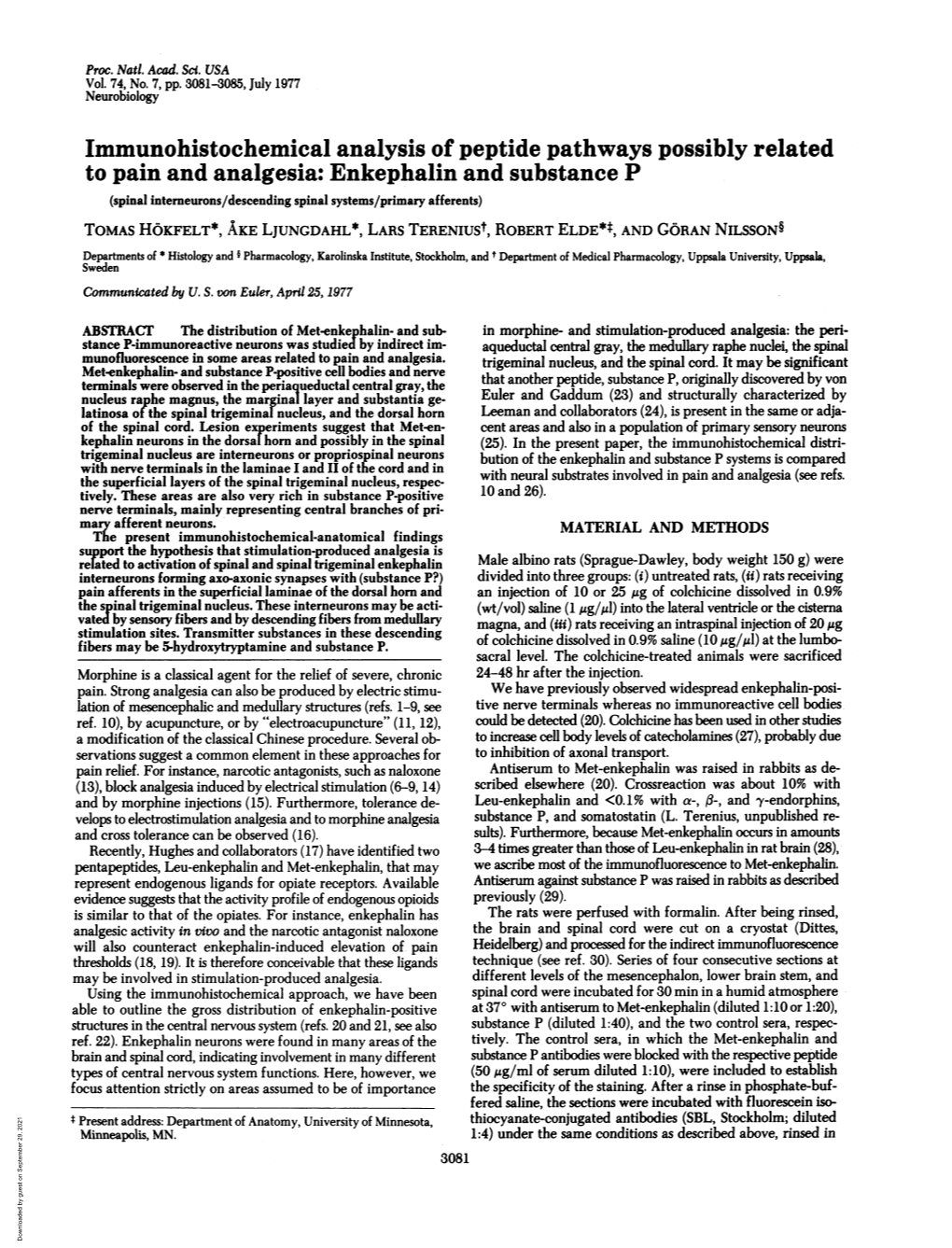 Enkephalin and Substance P