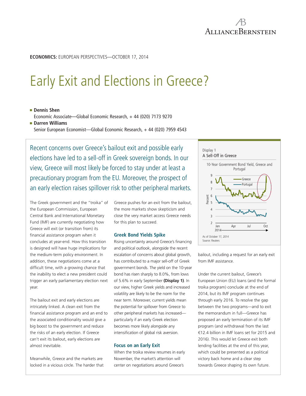 Early Exit and Elections in Greece?