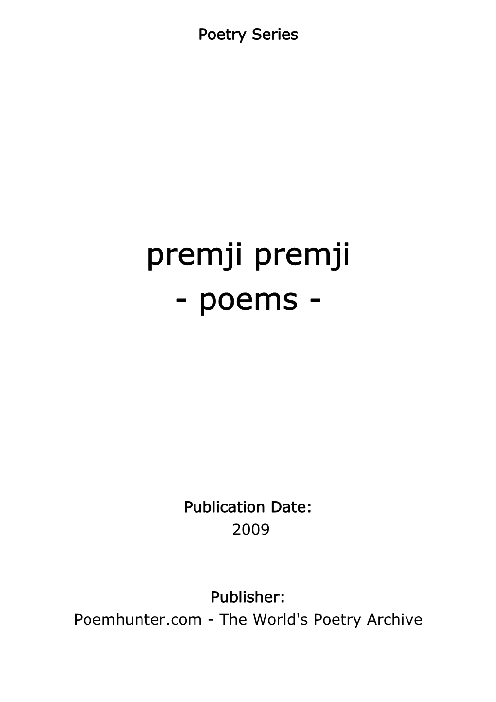 Premji Premji - Poems