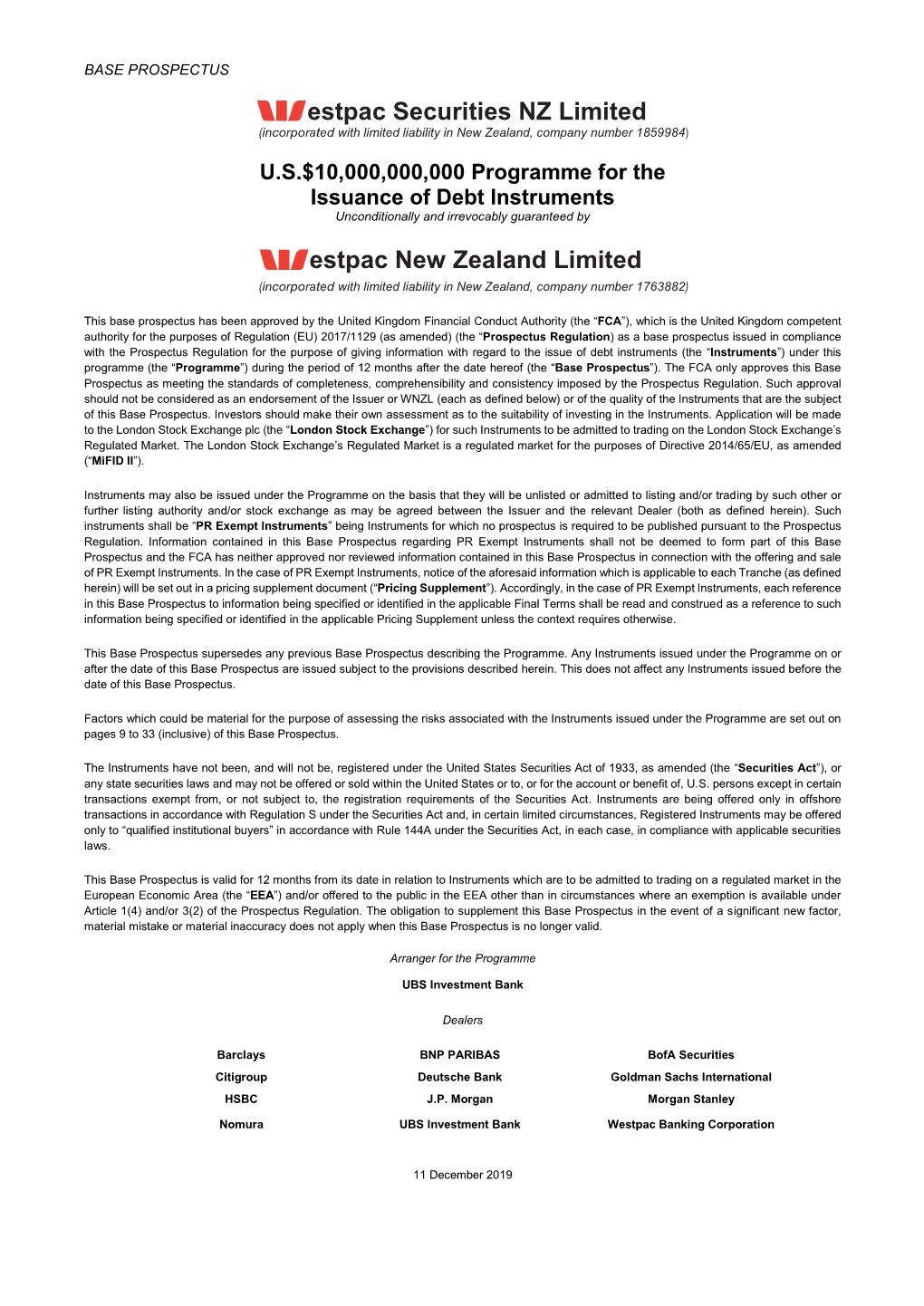 Estpac Securities NZ Limited Estpac New Zealand Limited