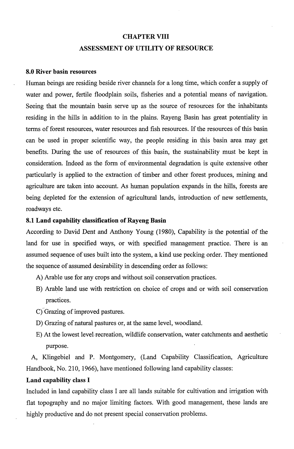 Chapter Viii Assessment of Utility of Resource