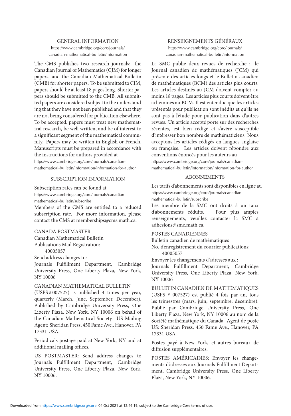 The Canadian Journal of Mathematics