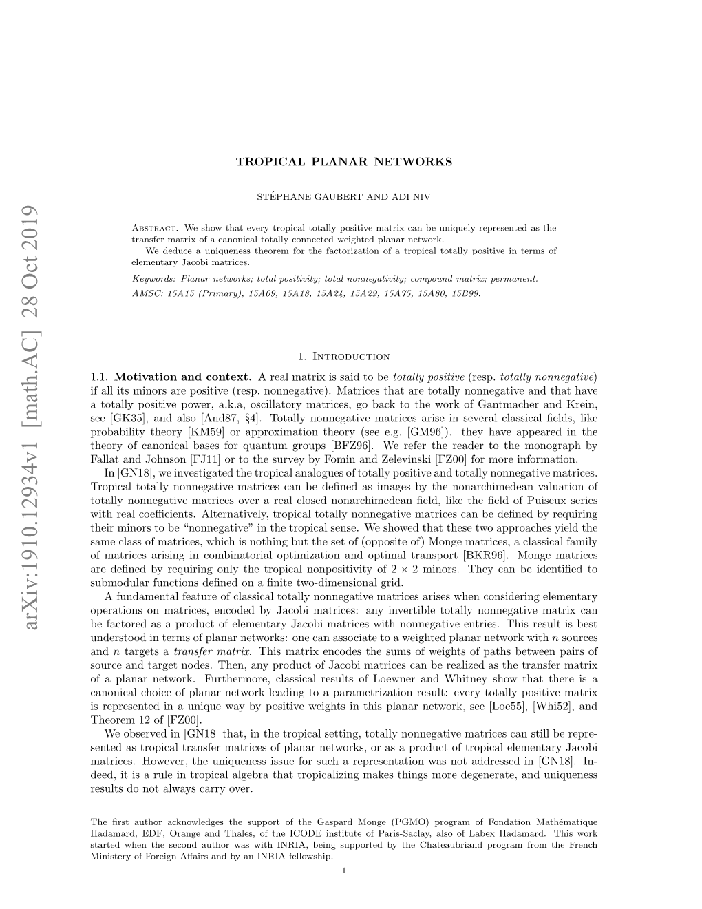 Arxiv:1910.12934V1 [Math.AC] 28 Oct 2019 Tre Hntescn Uhrwswt NI,Bigsupport Fellowship