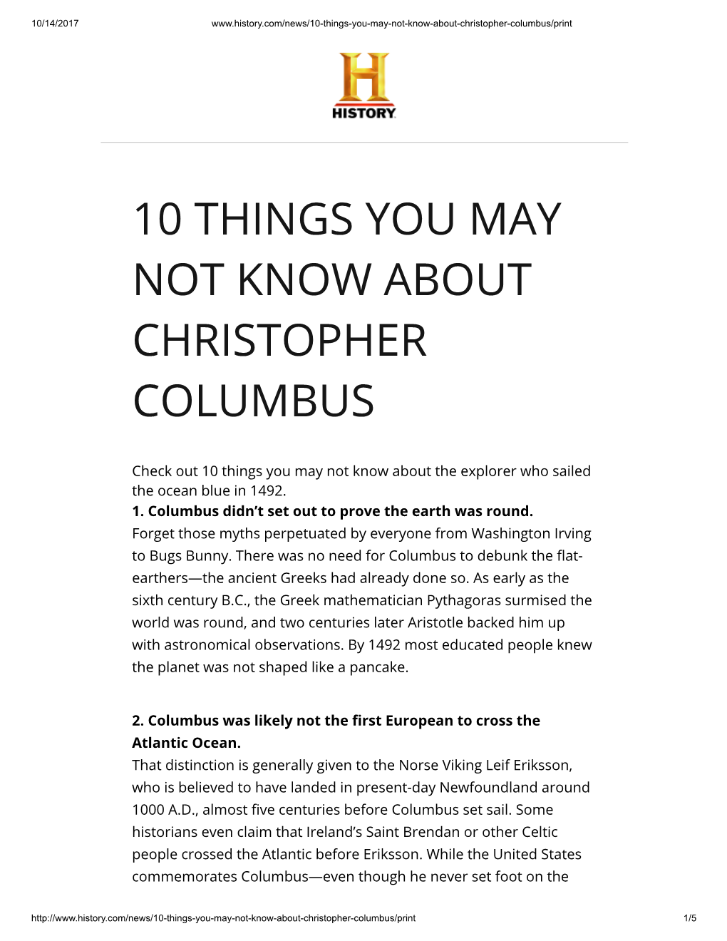 10 Things You May Not Know About Christopher Columbus