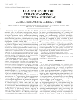 Cladistics of the Ceratocampinae (Lepidoptera: Saturniidae)