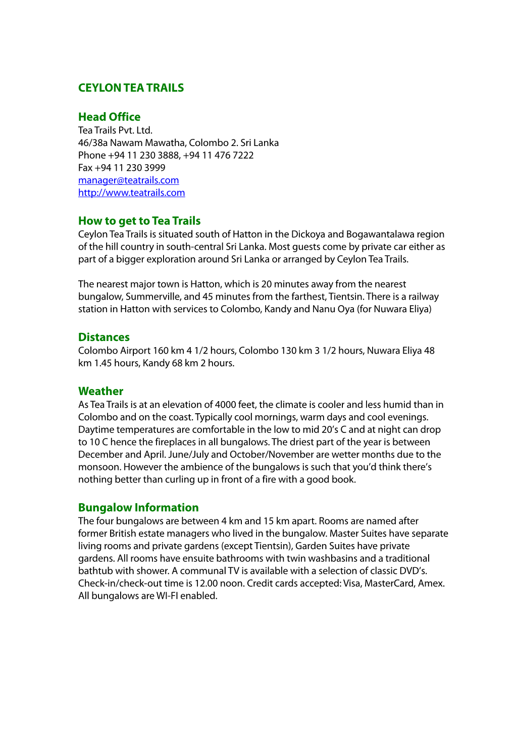 Tea Trails Fact Sheet Feb 2010