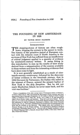 The Founding of New Amsterdam in 1626 by Victob Hugo Paltsits
