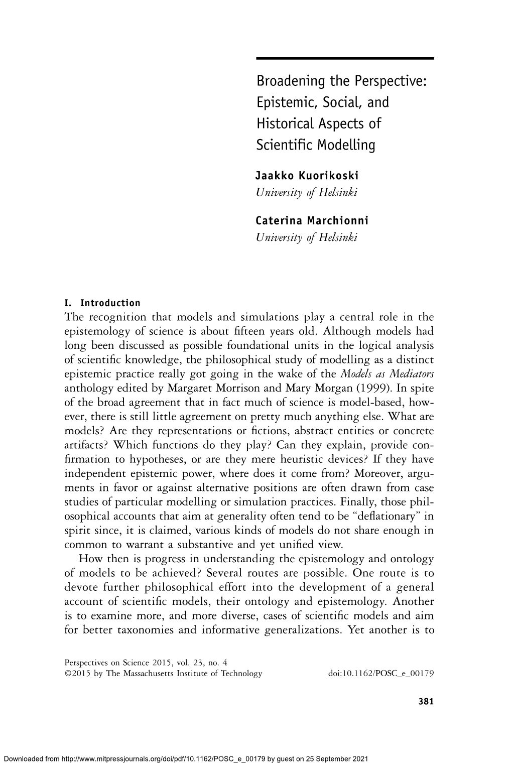 Epistemic, Social, and Historical Aspects of Scientific Modelling