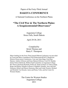 The Civil War & the Northern Plains: a Sesquicentennial Observance