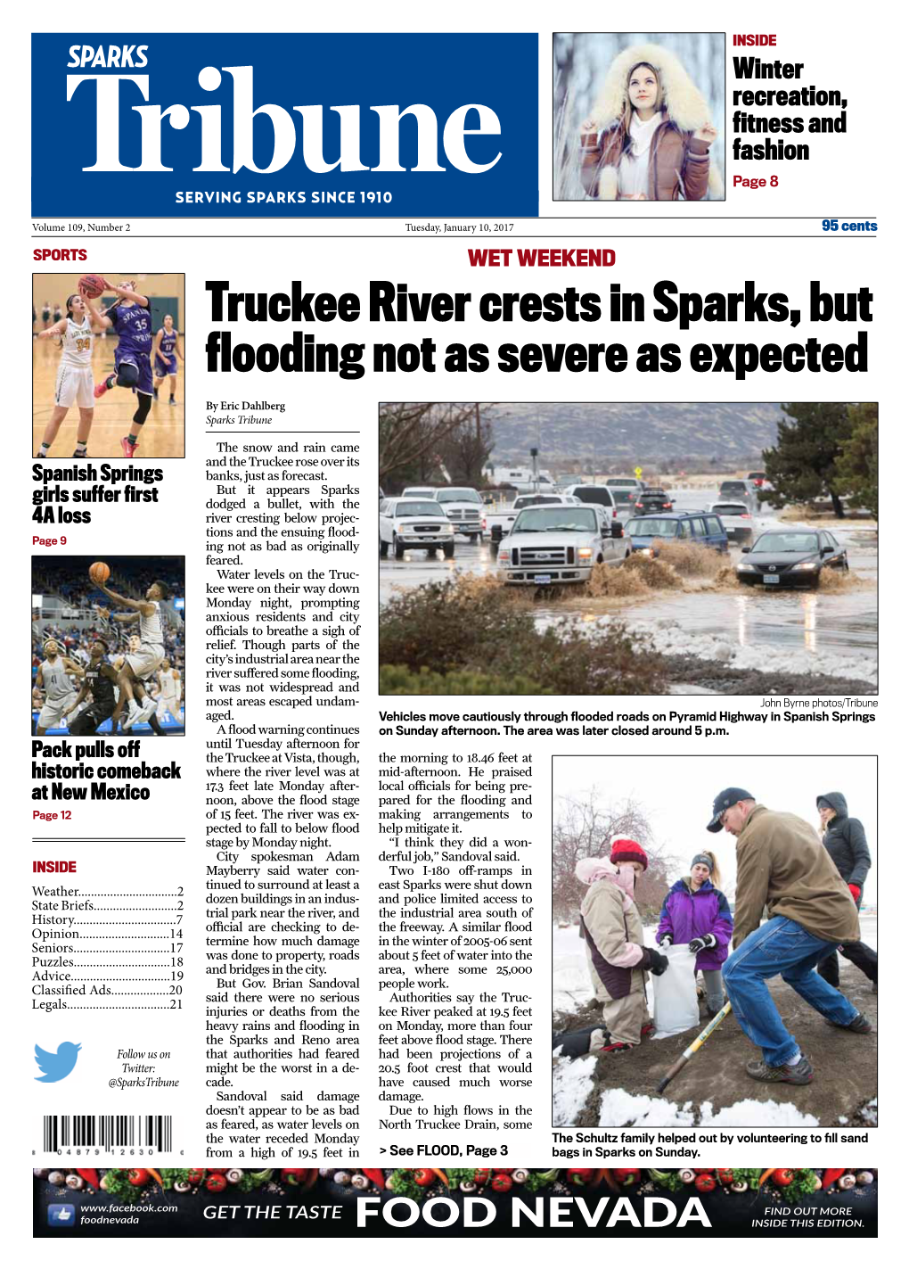 Truckee River Crests in Sparks, but Flooding Not As Severe As Expected