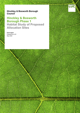 Hinckley Habitat Study of Proposed Allocation Sites June 2020 Part 1