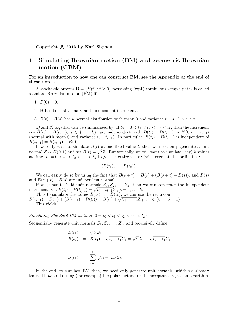 BM) and Geometric Brownian Motion (GBM
