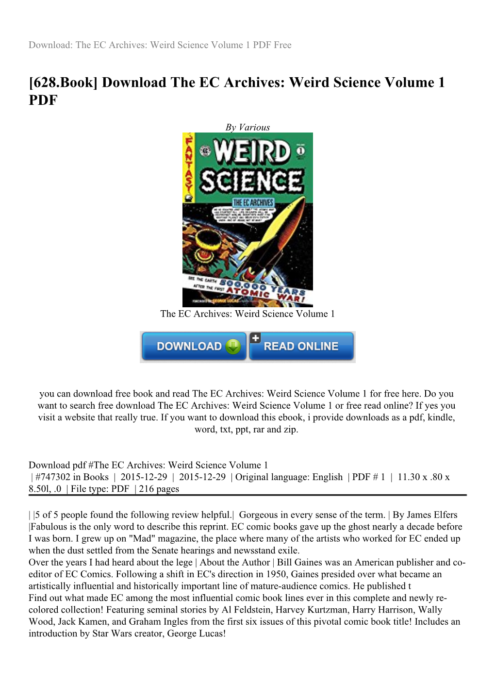 Download the EC Archives: Weird Science Volume 1 PDF